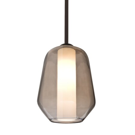 Besa Lighting Link Stem Pendant, Smoke/Opal, Bronze Finish, 1x60W Incandescent 1TT-LINKSM-BR